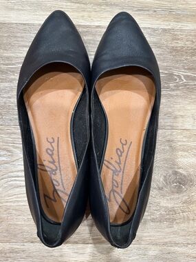 Zodiac Black Pointed-Toe Leather Flats